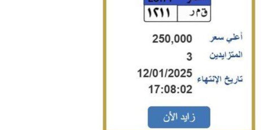 «ق م ر 1211».. لوحة سيارة مميزة وصل سعرها لربع مليون جنيه